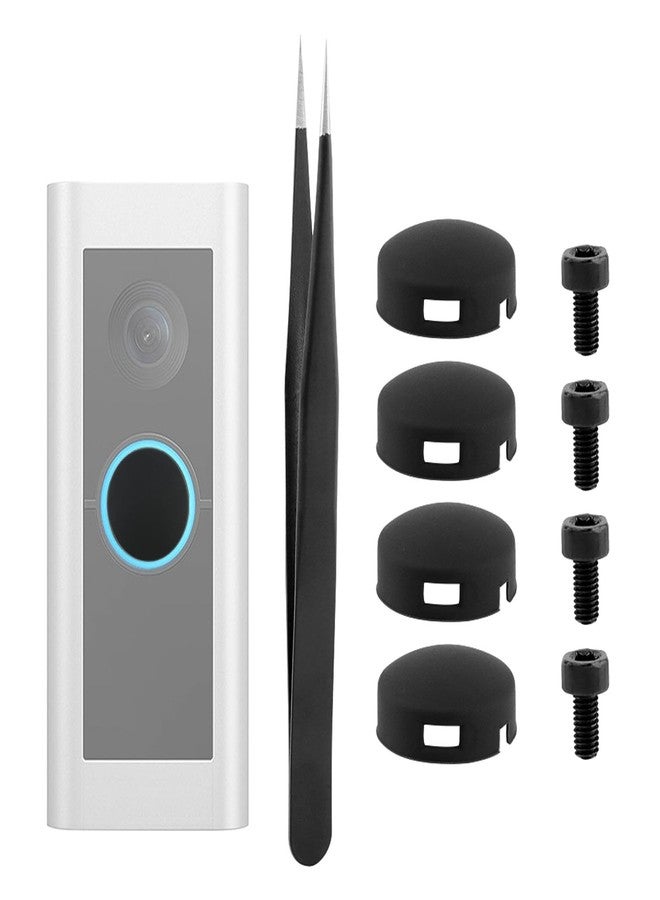 EMVANV 4 Pcs Doorbell Button Replacement,with Tweezer and Screws Doorbell Pro Buttons Replacement Video Doorbell Buttons Compatible with Doorbell Pro, Repair Split Cracked Broken Button(Black) - Image 1