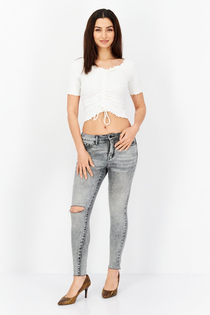 Jessica Simpson Women Skinny Fit Washed Stretchable Denim Jeans, Grey - Image 4