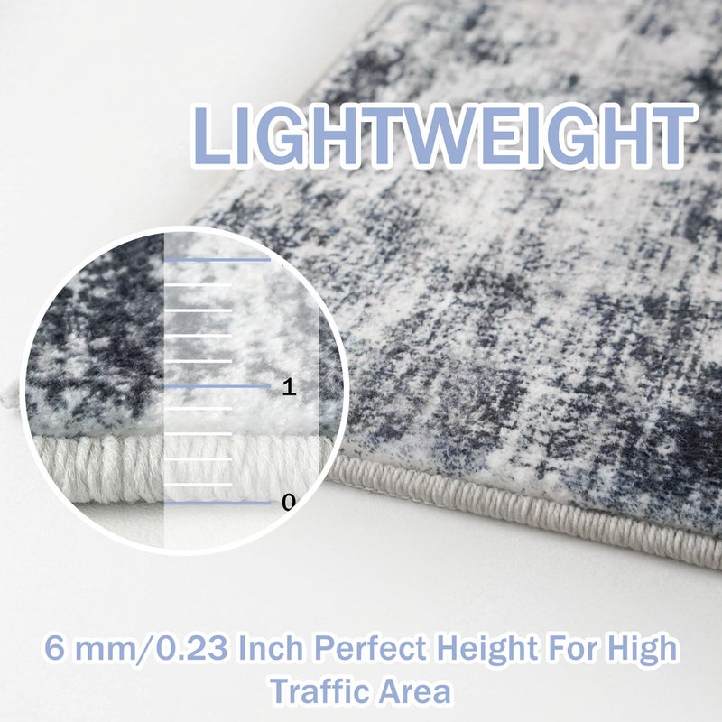 IOHOUZE Small Abstract Area Rug 2x3 Ft Entryway Rug Washable Door Mat Indoor Entrance  Throw Rug with Rubber Backing  Printed Faux Wool Non Slip Rugs Soft Door Rug for Foyer Kitchen  Black Grey - Image 4