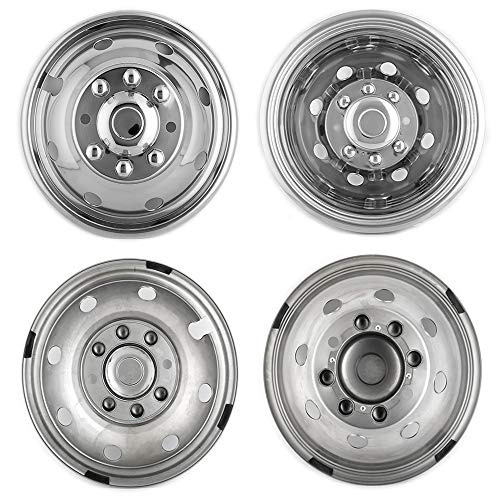 Puermto 4pc 16" Polished Stainless Steel Dually Wheel Simulators, Nice Looking Bolt On Wheel Cover, 8 Lug Hubcaps Compatible with Ford F350 1974-1998;E350/E450 1992-2021;Dodge Ram 3500 1974-1999 - Image 4