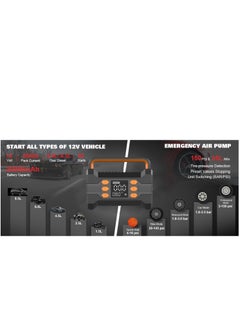 GULFLINK 4000A 150PSI Portable Battery Starter 12V Car Battery Booster Pack Car Emergency Jump Start With Air Compressor  - Image 5