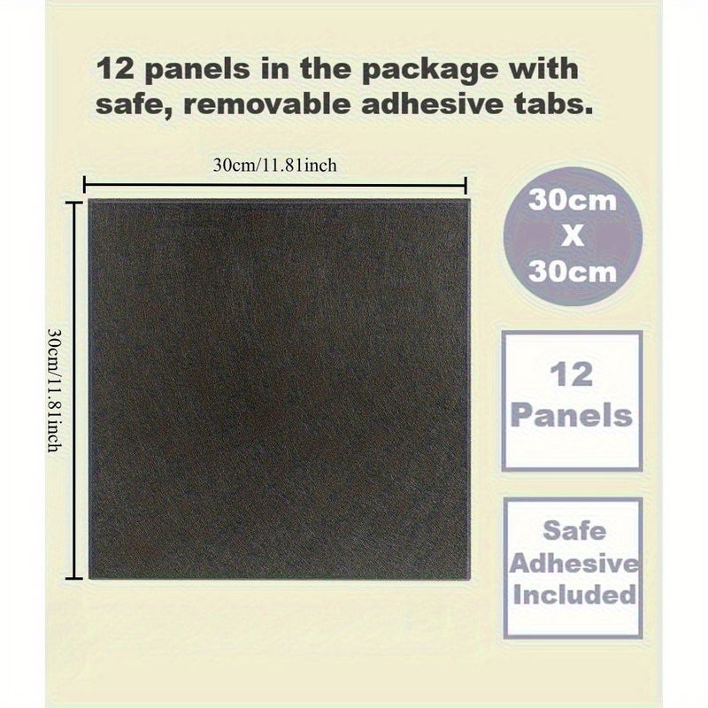 Black Felt Bulletin Board Wall Tiles 12pcs Removable Adhesive Office Pin Board 47x35 Inch - Image 3