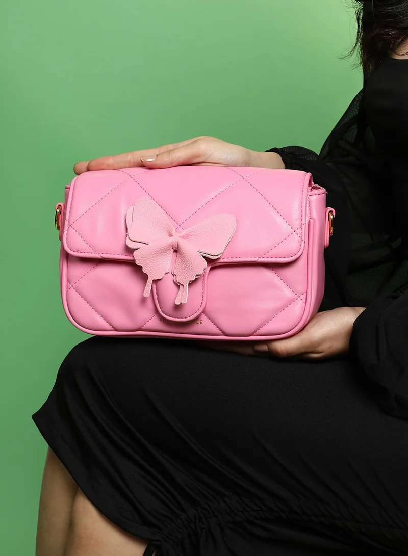 Haute Sauce  The Quilted Butterfly Shoulder Bag - Barbie Pink for Women | Best Price UAE