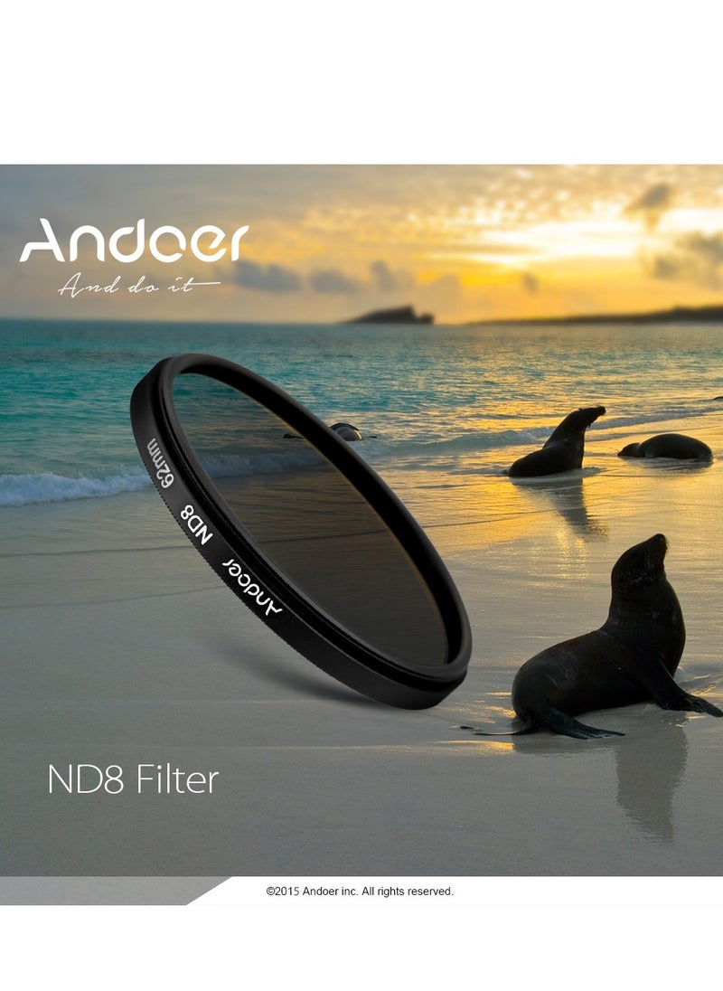Andoer 52mm UV+CPL+ND8 Circular Filter Kit, Circular Polarizer Filter ND8 Neutral Density Filter with Bag, for Nikon Canon Pentax Sony DSLR Camera