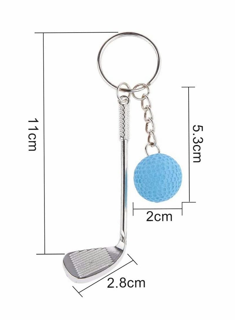 KASTWAVE Pendant Keychain, 9 Pcs Mini Golf Racket and Ball Pendant Keychain, Metal Golf Clubs Keyring Creative Keychain - Image 2