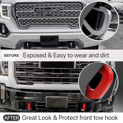 Yinnianets Front Tow Hook Cover Compatible with 2019-2024 GMC Sierra 1500, Customized Tow Hook Cover Fits for 2019-2024 GMC Sierra 1500 Accessories (RED) - Image 3