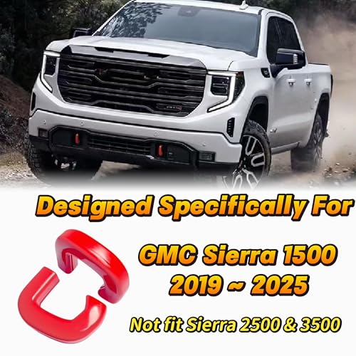 Yinnianets Front Tow Hook Cover Compatible with 2019-2024 GMC Sierra 1500, Customized Tow Hook Cover Fits for 2019-2024 GMC Sierra 1500 Accessories (RED) - Image 2