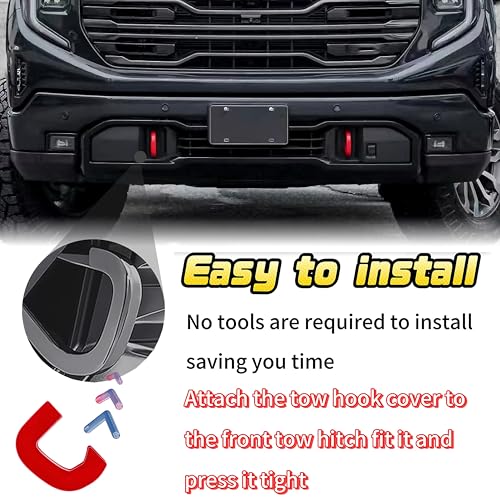 Yinnianets Front Tow Hook Cover Compatible with 2019-2024 GMC Sierra 1500, Customized Tow Hook Cover Fits for 2019-2024 GMC Sierra 1500 Accessories (RED) - Image 5