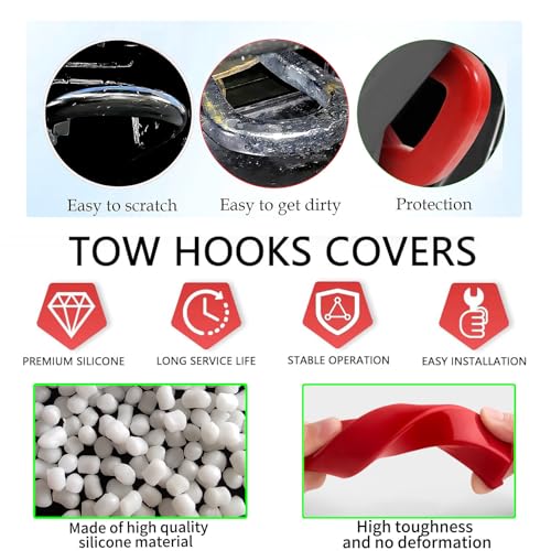 Yinnianets Front Tow Hook Cover Compatible with 2019-2024 GMC Sierra 1500, Customized Tow Hook Cover Fits for 2019-2024 GMC Sierra 1500 Accessories (RED) - Image 4