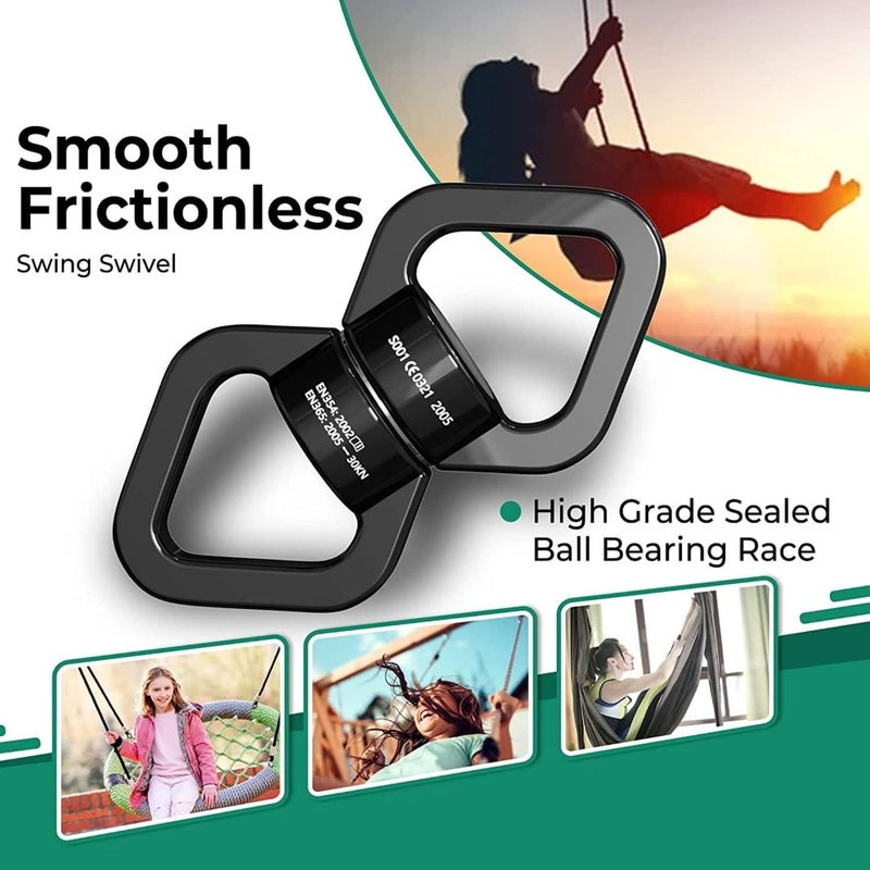 Swing Swivel with 2 Hooks, 30KN Rotational Safety Device, 360 Rotator for Aerial Yoga, Hanging Hammock, Tree Swing, Rock Climbing, Indoor Outdoor Hanging Accessory, Heavy Duty Swing Hanger - Image 5