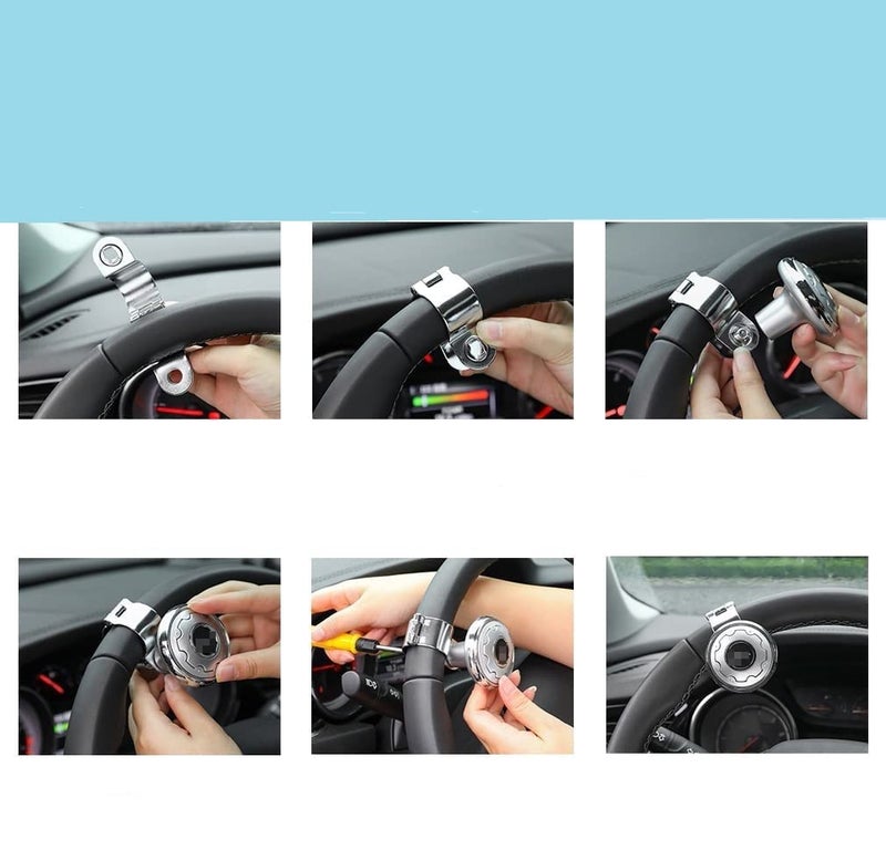 Ostin Universal Steering Wheel Ball Handle Knob Booster Power Spinner Auxiliary Handle Control for Car, Automotive Interior, Riloer Car Steering Wheel... (BL- Chex) - Image 3