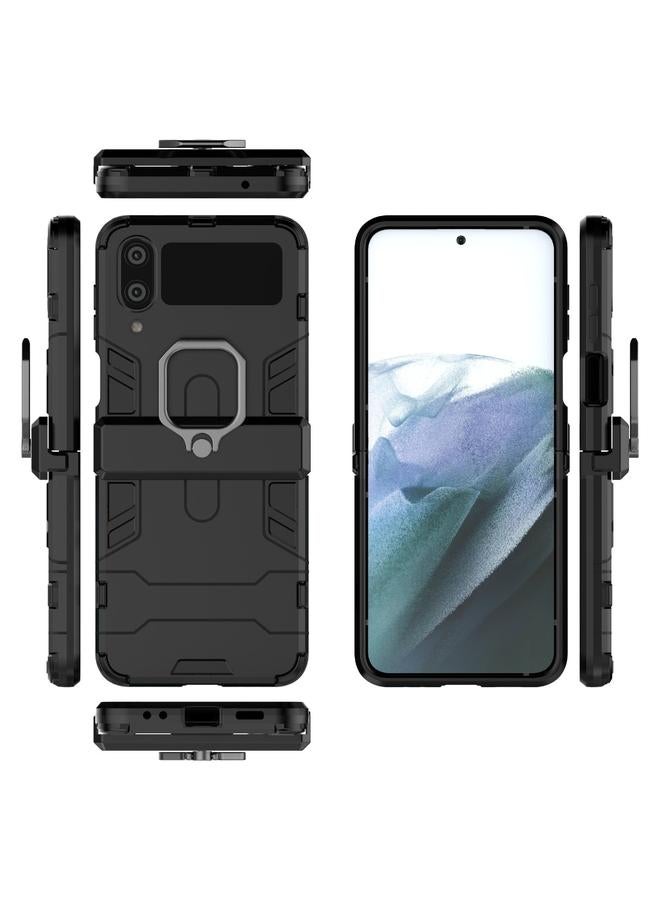 اس-توب جراب لهاتف Samsung Galaxy Z Flip 4 من PC + TPU جراب هاتف واقٍ مقاوم للصدمات مع حامل حلقي مغناطيسي - Image 3