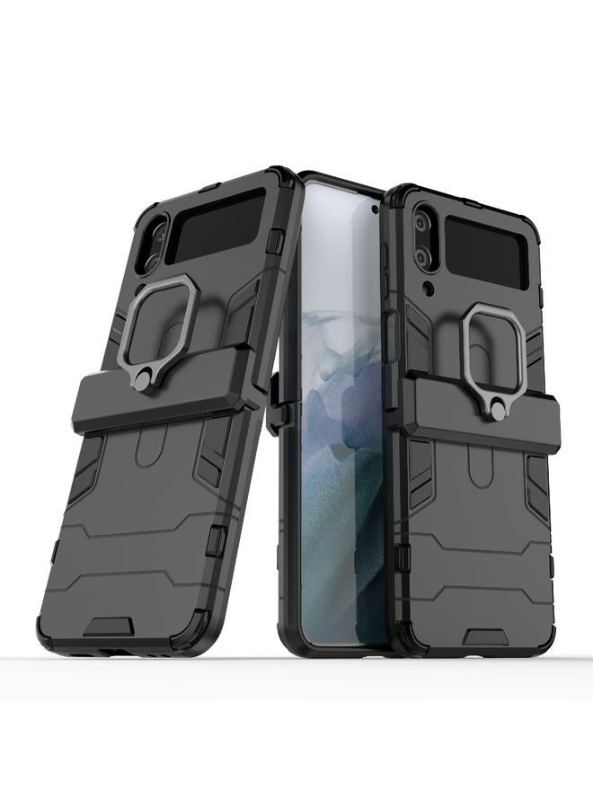 اس-توب جراب لهاتف Samsung Galaxy Z Flip 4 من PC + TPU جراب هاتف واقٍ مقاوم للصدمات مع حامل حلقي مغناطيسي - Image 1