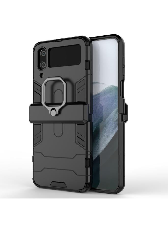 اس-توب جراب لهاتف Samsung Galaxy Z Flip 4 من PC + TPU جراب هاتف واقٍ مقاوم للصدمات مع حامل حلقي مغناطيسي - Image 2