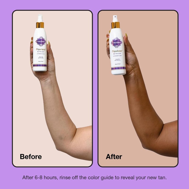 Fake Bake Flawless Self-Tanning Liquid Streak-Free, Long-Lasting Natural Glow For All Skin Tones - Sunless Tanner Includes Professional Mitt For Easy Application, Black Coconut Scent - 6 oz - Image 4