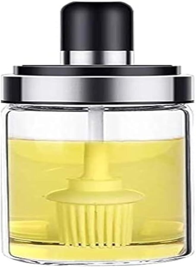 Semito borosilicate glass food and pickle storage spice jar with brush, seasoning bottle jar, glass food storage jar with brush for ghee, butter, oil & stoppers, cheese - 250ml (1, brush jar)