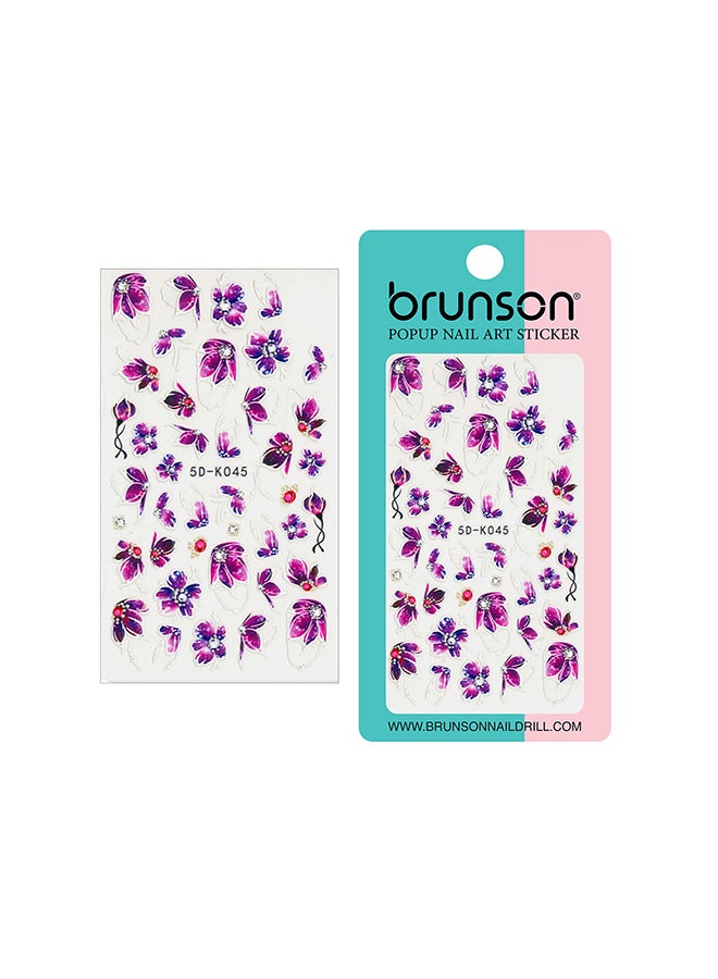 brunson 5D Flower Decals Exquisite Self Adhesive Nail Art Decoration Stickers 5D-k045