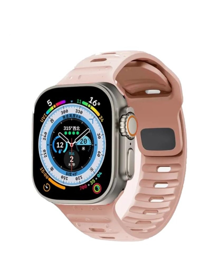 Horizontal Stripes Silicone Strap Compatible with Apple watch series 8 | 7 | 6 | 5 | 4 | 3 | SE , breathable design strap - Image 1