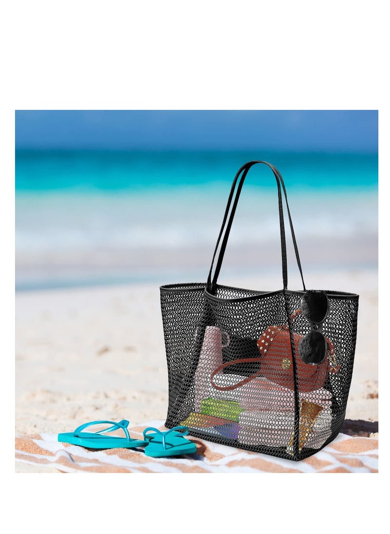 SYOSI Tote Bag Large Summer Beach Bag, Mesh Tote Bag for Ladies and Girls, Shopping Bag Reusable, Large Casual Shoulder Bag with Zipper Inner Pocket for Travel Daily Pool Gym Picnic, Lightweight Grocery Bag  - Image 2