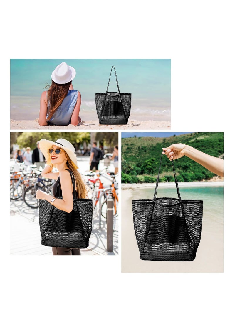 SYOSI Tote Bag Large Summer Beach Bag, Mesh Tote Bag for Ladies and Girls, Shopping Bag Reusable, Large Casual Shoulder Bag with Zipper Inner Pocket for Travel Daily Pool Gym Picnic, Lightweight Grocery Bag  - Image 5