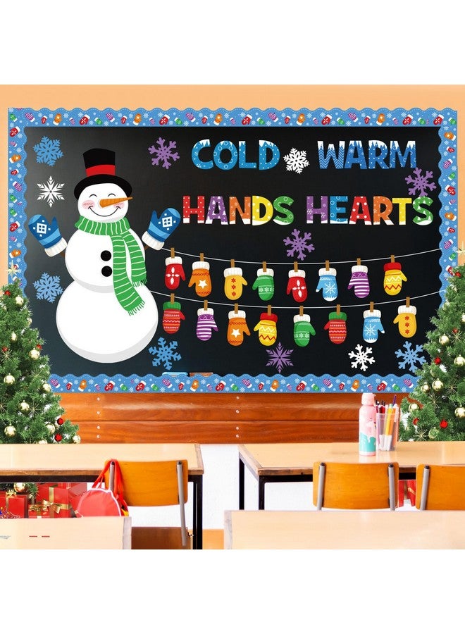 Containlol 70 Pcs Winter Snowman Bulletin Board Set Christmas Classroom Decorations Colorful Mittens Snowflake With Border For Home Window School Wall Decor Xmas Holiday Party Supplies(Snowman) - Image 4
