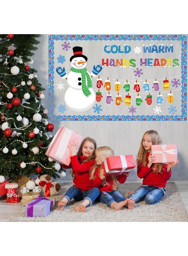 Containlol 70 Pcs Winter Snowman Bulletin Board Set Christmas Classroom Decorations Colorful Mittens Snowflake With Border For Home Window School Wall Decor Xmas Holiday Party Supplies(Snowman) - Image 5