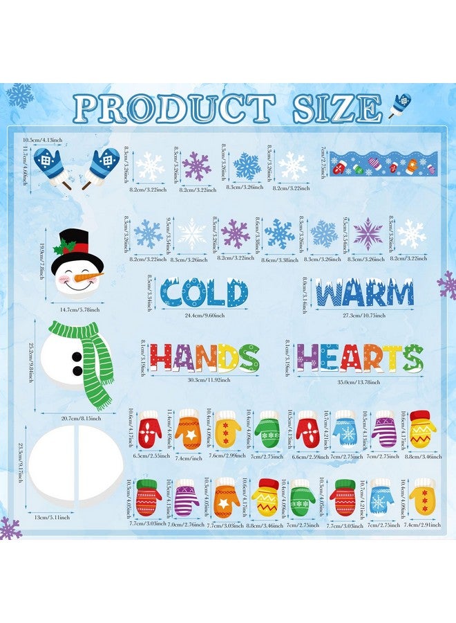 Containlol 70 Pcs Winter Snowman Bulletin Board Set Christmas Classroom Decorations Colorful Mittens Snowflake With Border For Home Window School Wall Decor Xmas Holiday Party Supplies(Snowman) - Image 2