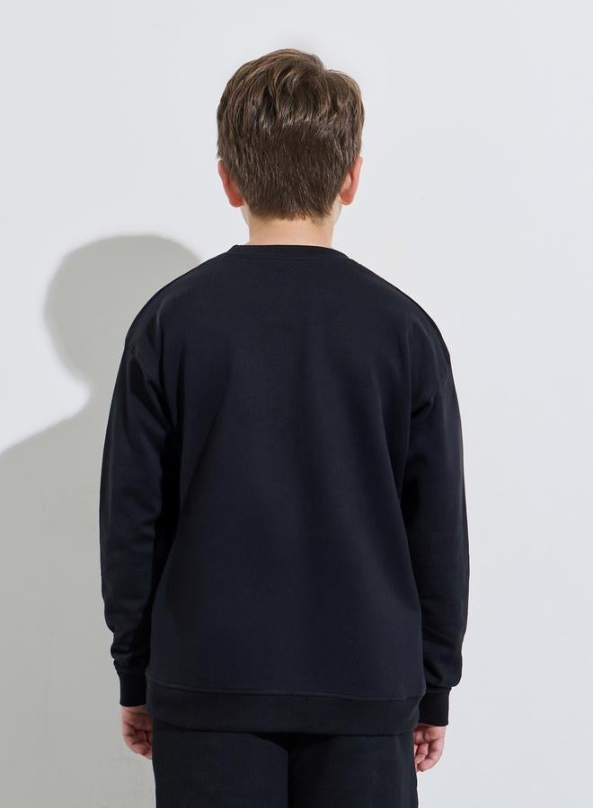 Styli Teen Boys Black Graphic Print Long Sleeves Regular Fit Sweatshirt - Image 4