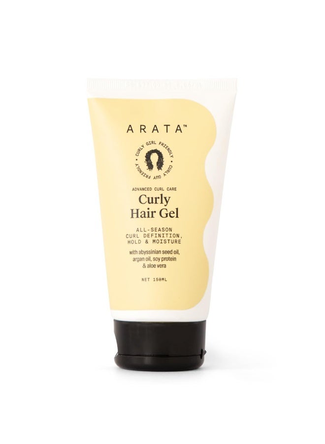 Arata Curl Gel For Frizzy, Wavy, Curly Hair | Natural Long-Lasting Hold & Definition | Tames Frizz | Aloe Vera, Abyssinian Seed Oil, Argan oil & Soy Protein | No Sulphate,Paraben,Silicone | 150ml x 1 - Image 1