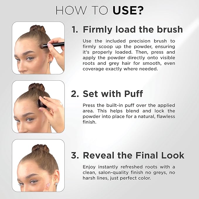 THICK FIBER Root Touch Up Hairline Powder with Brush 4g Covers Grey Roots Thinning Hair Sweat Water Resistant Hair Concealer for Bald Spots FillIn Dark Brown for Women Men - Image 3