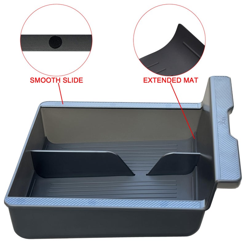 JVMA Center Console Organizer for Tesla Model Y 2024 2023 2022 2021 and Model 3 2021-2023 Accessories with Backlight Transparent Smooth Slide 3 Carbon Edition Upgrade - Image 5