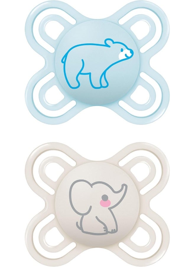 MAM لهايات مام، لهاية حديثي الولادة، أفضل لهاية للأطفال الذين يرضعون من الثدي، راحة فاخرة ورعاية فموية مجموعة 'بداية مثالية' حديثي الولادة زرقاء - Image 1