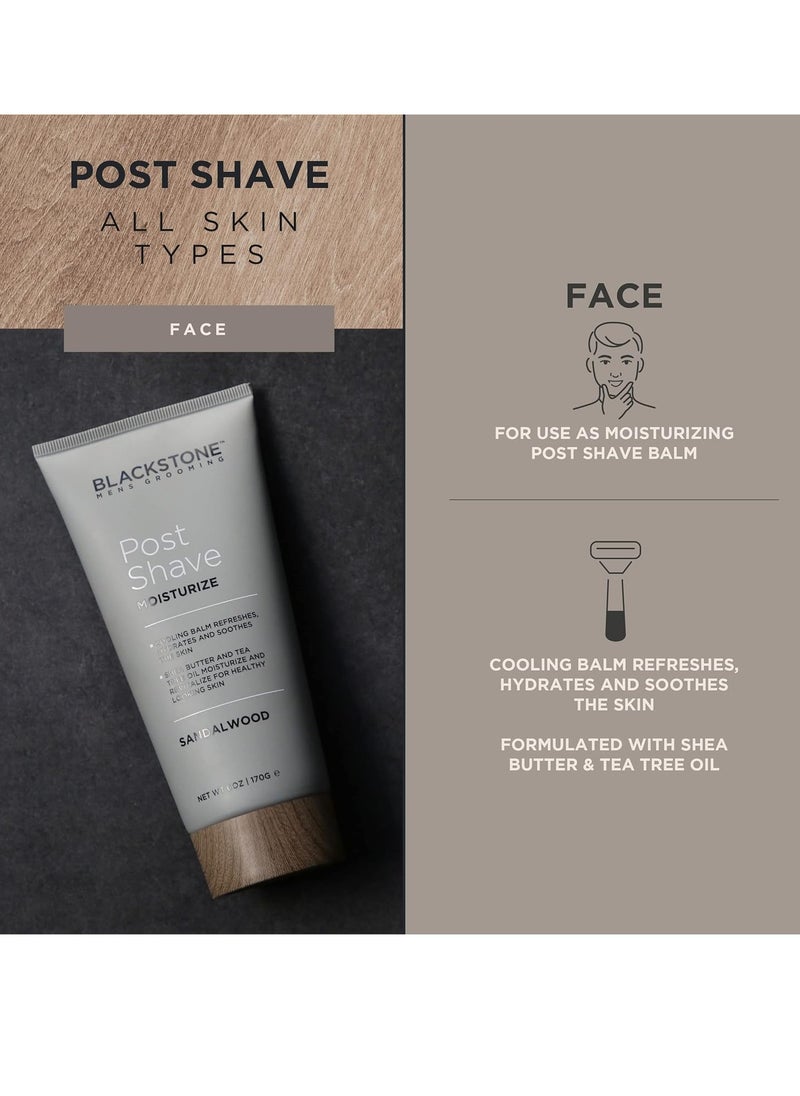 BLACKSTONE Blackstone Men's Grooming Post Shave Moisturizer with Tea Tree Oil, Shea Butter, Vitamin E, & Aloe | Soothing Cooling Balm | Cruelty & Paraben Free | Made in USA | Sandalwood (6 oz)  - Image 2