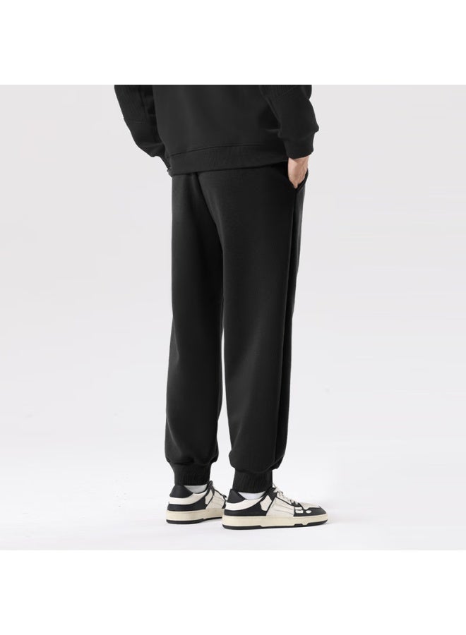 Vancl Men's Winter Fleece Lined Warm Loose Fit Jogger Pants Black 2XL - Image 2
