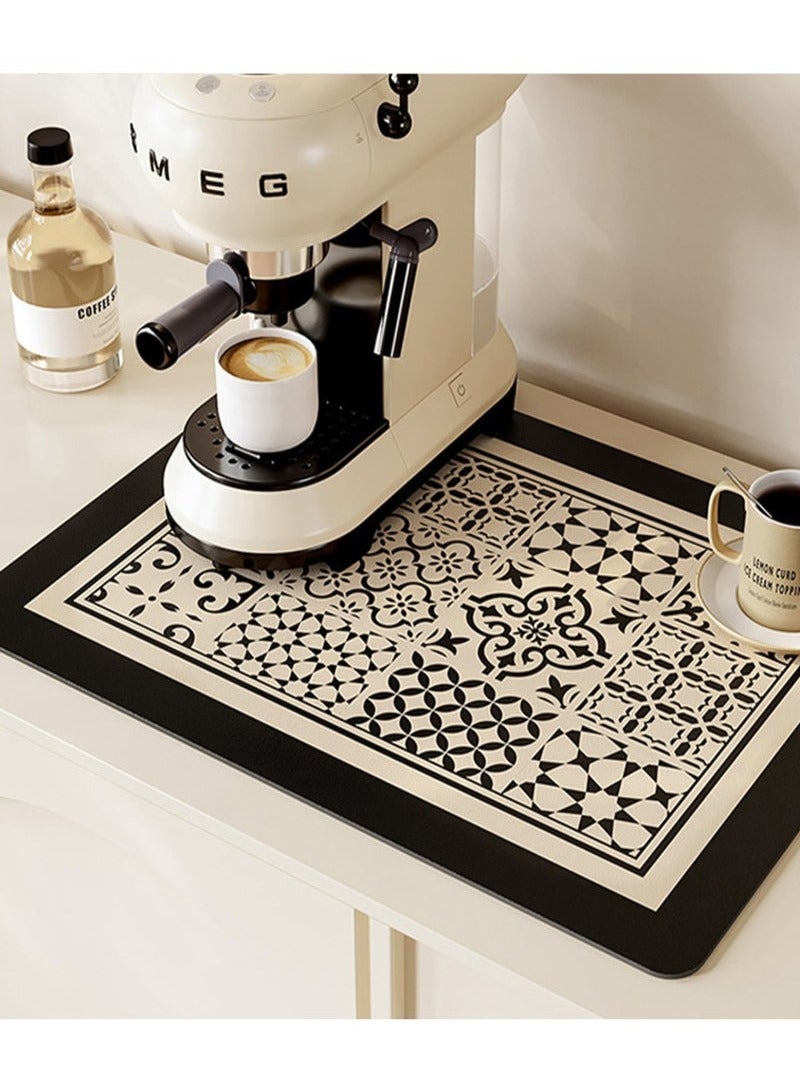 XiuWoo 30x40cm Boho Style Absorbent and Water-Controlled Placemat, Coffee Maker Mat for Countertops Fit Under Coffee Maker Machine, Fast Water Absorption, No Slip, Hide Stains, Easy to Clean, Dish Drying Mat, Super Absorbent Dish Draining Mat, Heat Insulation Mat for Kitchen - Image 2