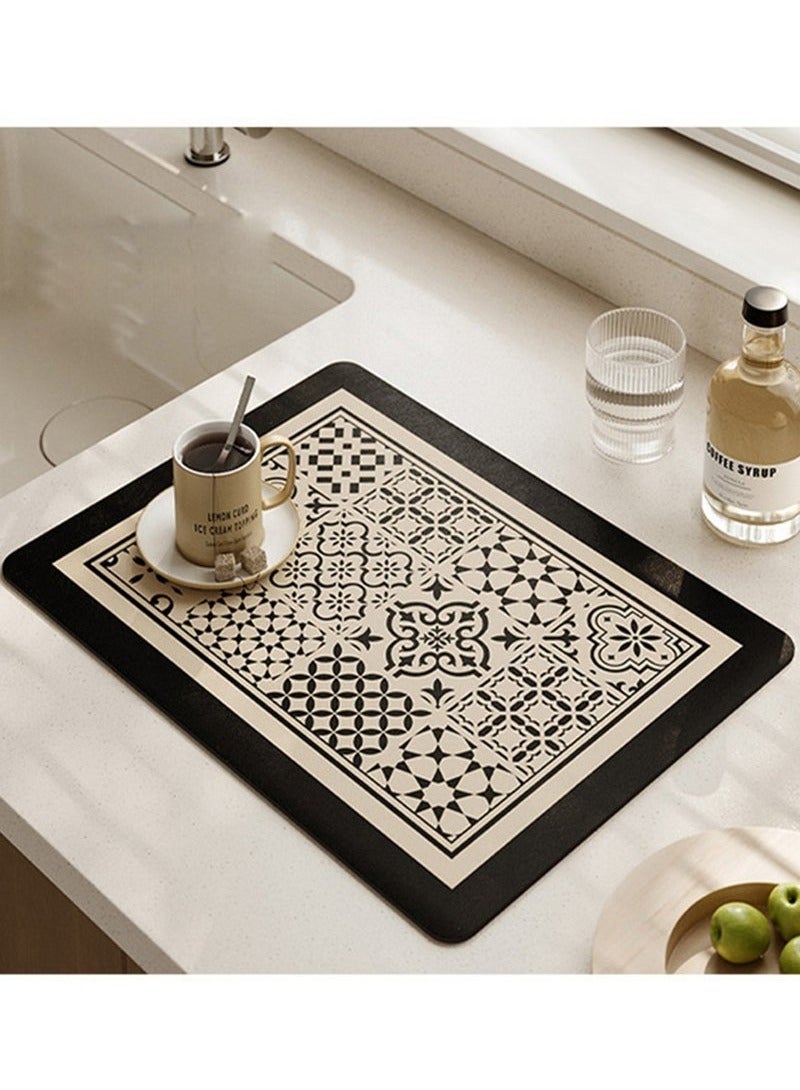 XiuWoo 30x40cm Boho Style Absorbent and Water-Controlled Placemat, Coffee Maker Mat for Countertops Fit Under Coffee Maker Machine, Fast Water Absorption, No Slip, Hide Stains, Easy to Clean, Dish Drying Mat, Super Absorbent Dish Draining Mat, Heat Insulation Mat for Kitchen - Image 3