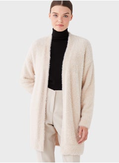 Shawl Neck Fur Detail Cardigan