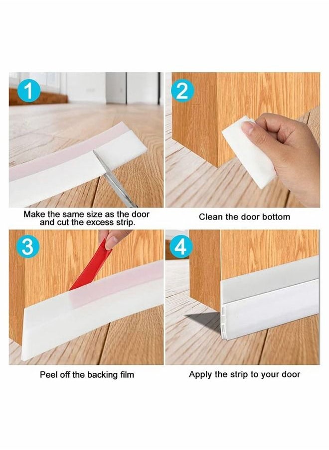 Generic 2 Roll Adhesive Under Door Sweep Weather Stripping Soundproof Rubber Bottom Seal with Wider Strong for Interior Exterior Doors Guard Against Drafts Dust Noise Animals Cockroach Insects 1M Every Roll  - Image 3