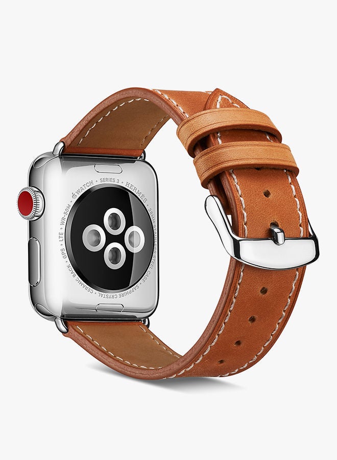 NIBEMINENT Replacement Strap For Apple Watch Series 1/2/3 42mm Brown  - Image 4