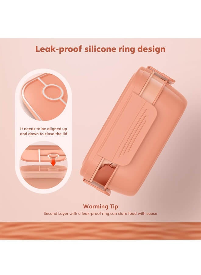 Bliszaar Bento Box Adult Lunch Box,3 Stackable Bento Lunch Containers for Adults/Kids, Modern Minimalist Design Bento Box with Utensil Set, Leak-Proof Lunchbox Bento Box for Dining Out, Work, Picnic, Schoolm, Pink - Image 5