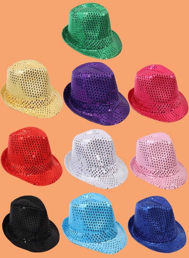 Ankelesz Sequin Fedoras Hats for Kids, Assorted Color, Bulk, Mardi Gras, Gangster Costume (Pink) - Image 4