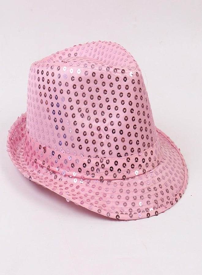 Ankelesz Sequin Fedoras Hats for Kids, Assorted Color, Bulk, Mardi Gras, Gangster Costume (Pink) - Image 3