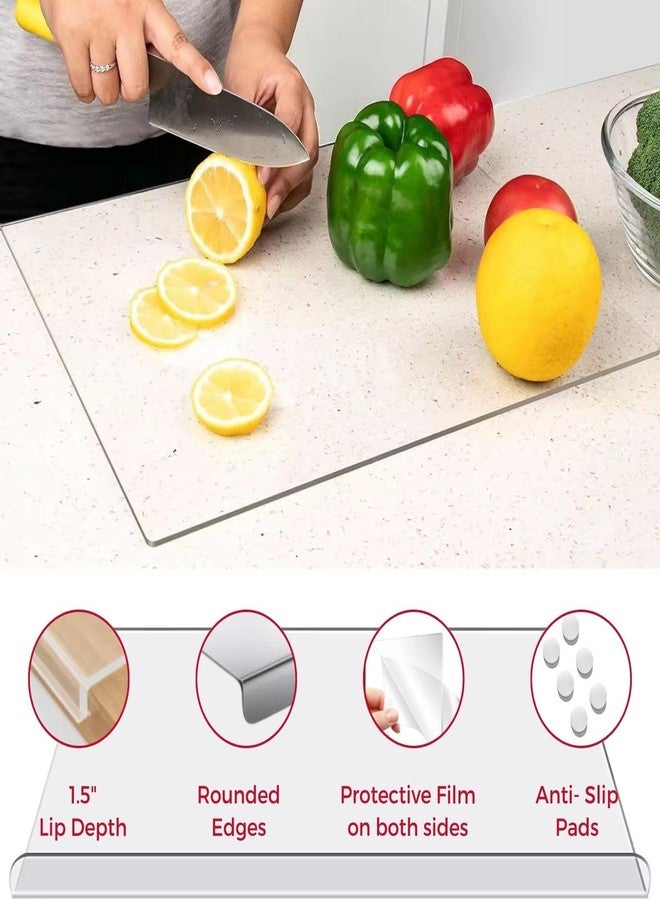 Jumbl Clear Acrylic Non-Slip Cutting Board with Counter Lip, Extra Large Size 16" x 18" for Countertop Protection, Kitchen Essential - Image 3