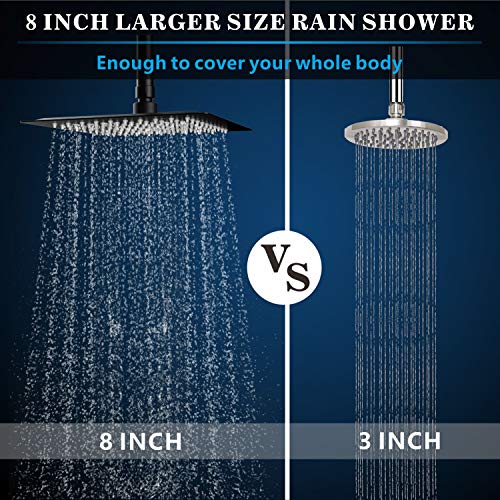 Voolan Rain Shower head, High Pressure Shower Head Made of 304 Stainless Steel, Relaxed Shower Experience Even at Low Water Flow and Pressure (8" Black) - Image 2