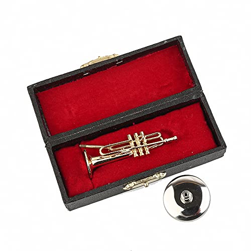Dselvgvu Miniature Trumpet with Stand and Case Brass Mini Musical Instrument Trumpet Replica Collectible Figurines Dollhouse Accessories Model Home Decoration Display Ornament (2.36"x0.79") - Image 3