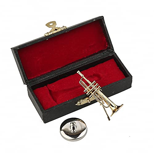 Dselvgvu Miniature Trumpet with Stand and Case Brass Mini Musical Instrument Trumpet Replica Collectible Figurines Dollhouse Accessories Model Home Decoration Display Ornament (2.36"x0.79") - Image 5