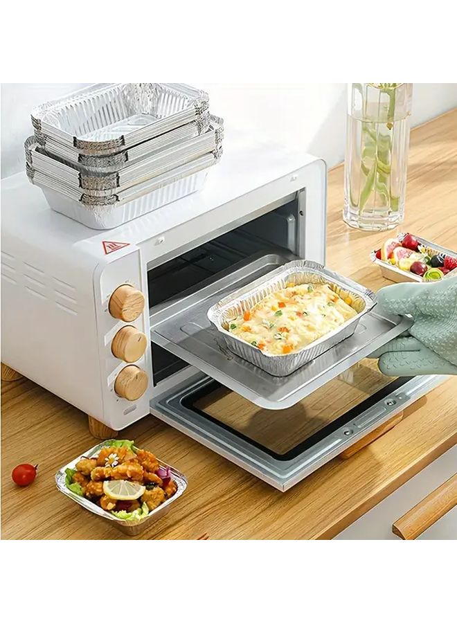 أواني رقائق الألومنيوم القابلة للتخلص منها مع أغطية 20 قطعة، صواني تخزين طعام متينة وقابلة لإعادة التدوير - Image 1