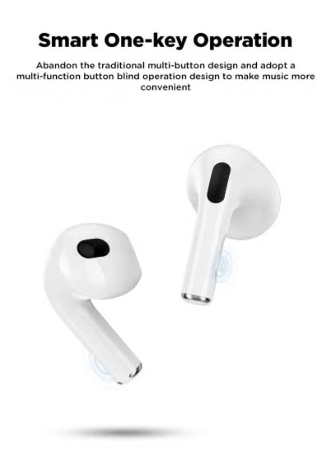 Modio ME12 Wireless Bluetooth Earbuds – In-Ear Headphones with Smart Touch Control, Clear HD Audio & Deep Bass – Compact Wireless Headset with Charging Case – Noise-Isolating, Lightweight Earphones for Calls, Music, Workouts – White Color, Long Battery Life - Image 2