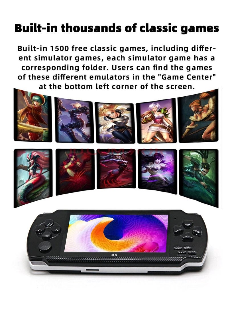 4.3 inch 8GB Handheld Game Console - Built-in 1500 Games - Supports Multiple Simulators - X6 Retro Video Game Console - MP3/MP4/Ebook - TV OUT - Portable Game Player - Image 4