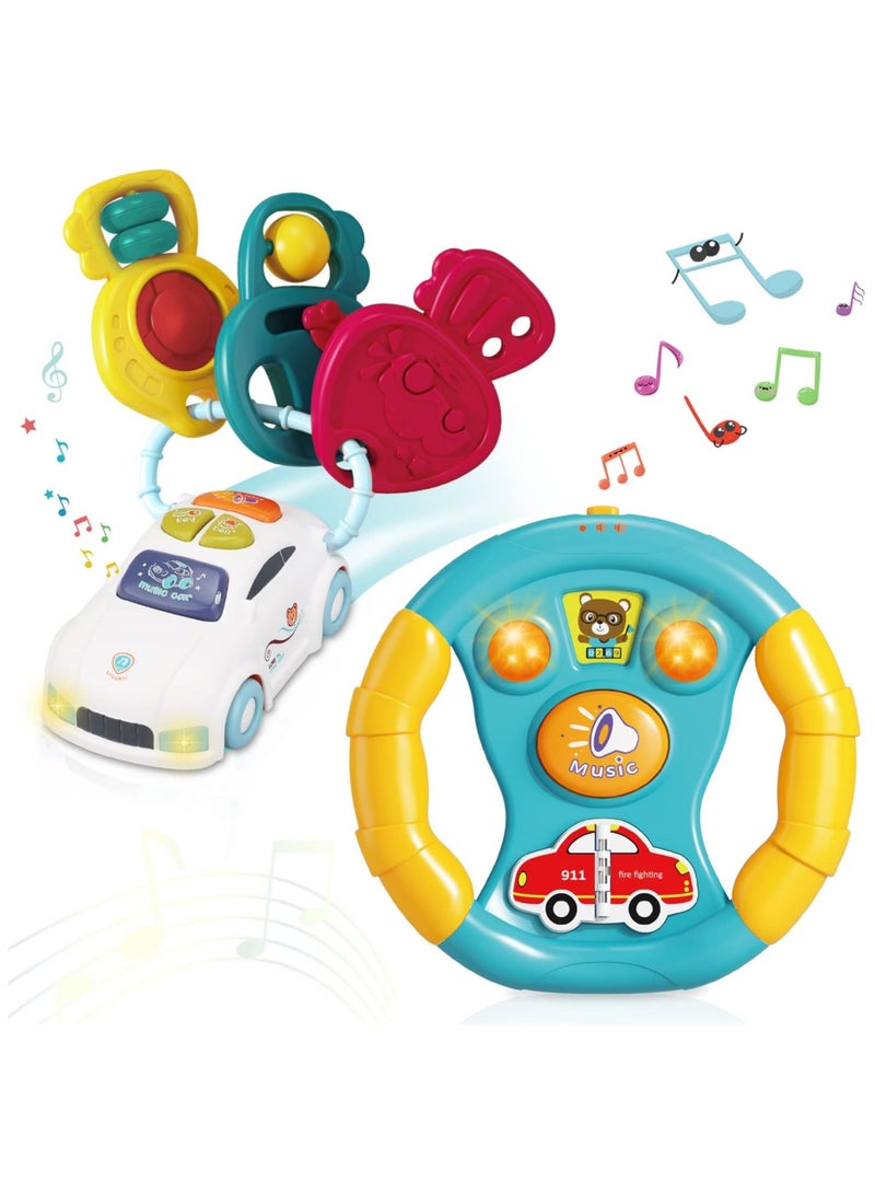 Baby Toy Keys with Steering Wheel Toy - Toy Key for Toddler and Infant and Kids Steering Wheel - Play Keys Toys - Baby Musical Light Up Toys for Babies 18 Months  - Image 1